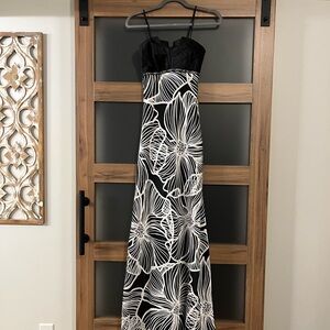 Elegant Black and White Floral Dress